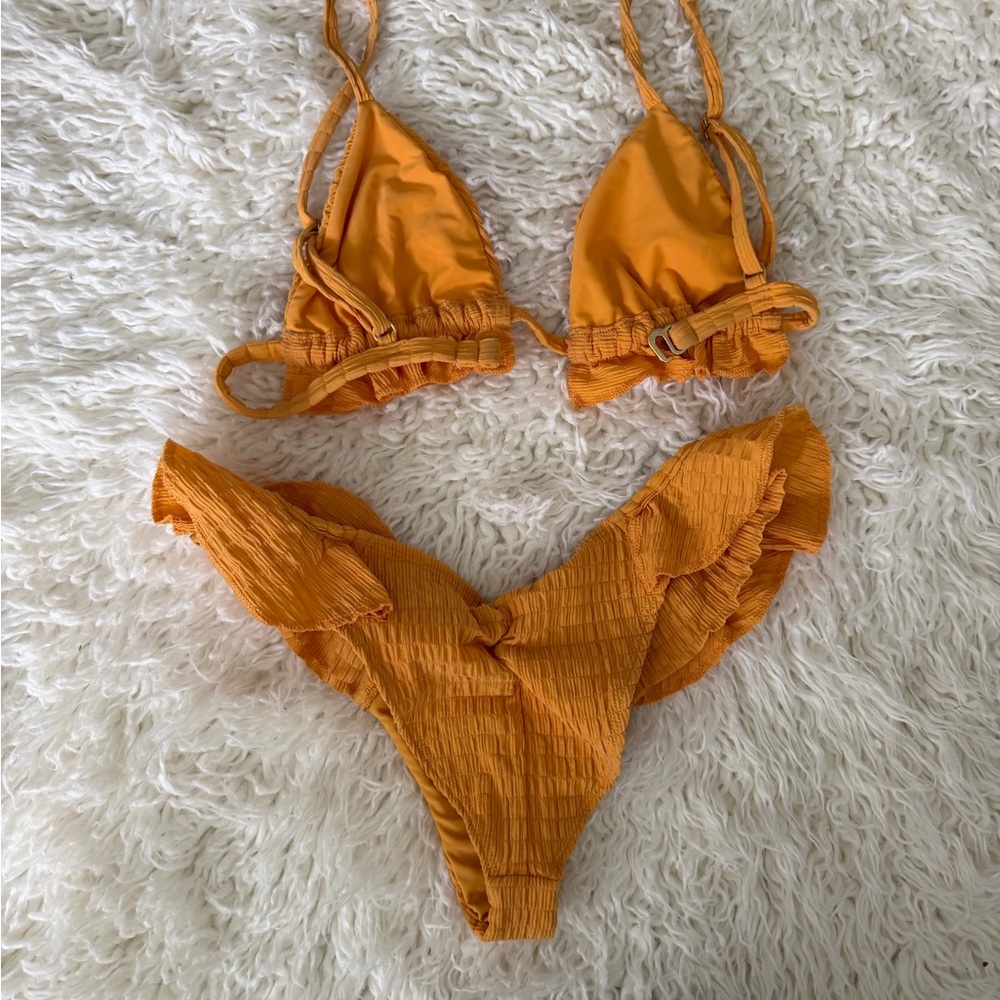 Montce Orange Ruffle Triangle Bikini Set - Picture 4 of 10